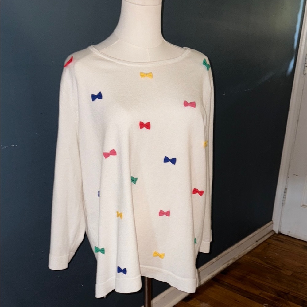 United States Sweaters White knit with bows, feminine, flattering, fairy, light! - Picture 1 of 6